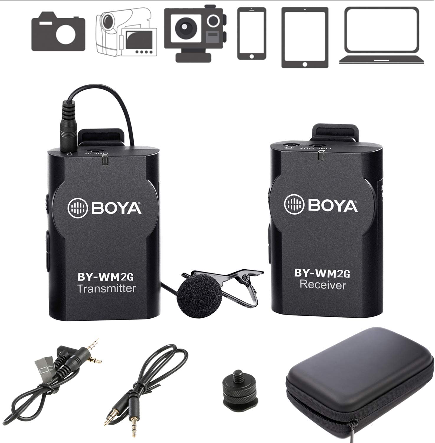 Boya By-wm6 Ultra High Frequency Uhf Wireless Lavalier Microphone System For Canon Nikon (DAME)