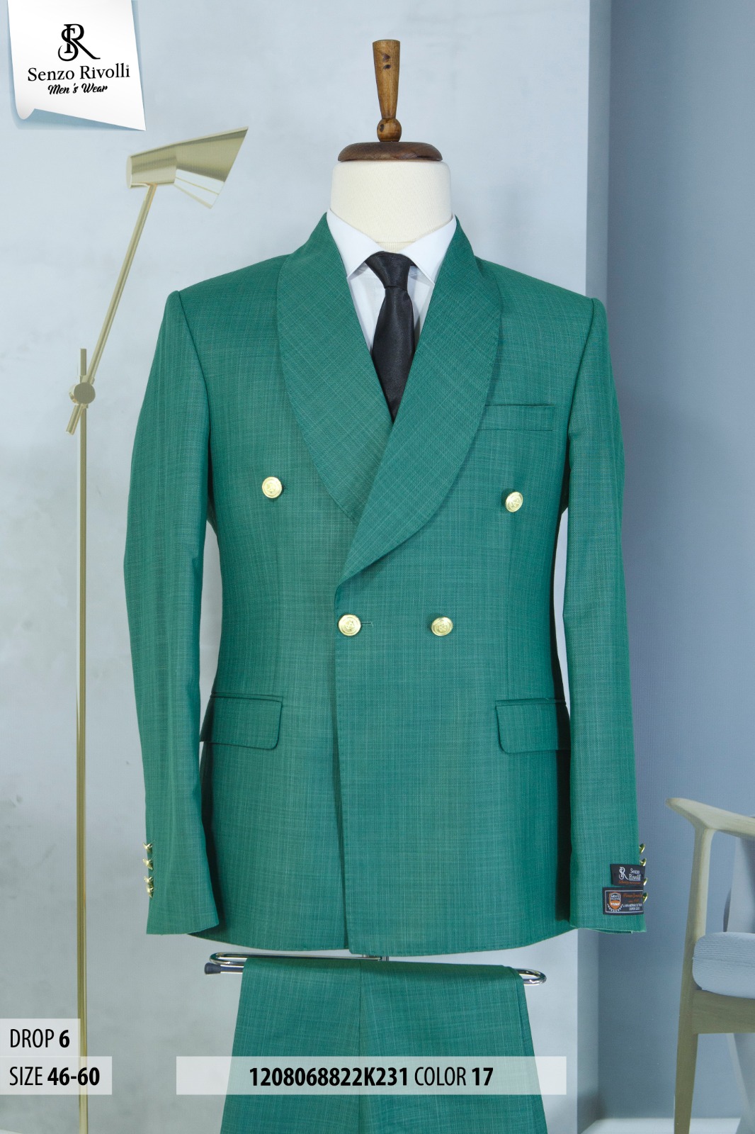 EXECUTIVE GREEN BREASTED TURKEY SUIT WITH GOLDEN BUTTON [SWNL]