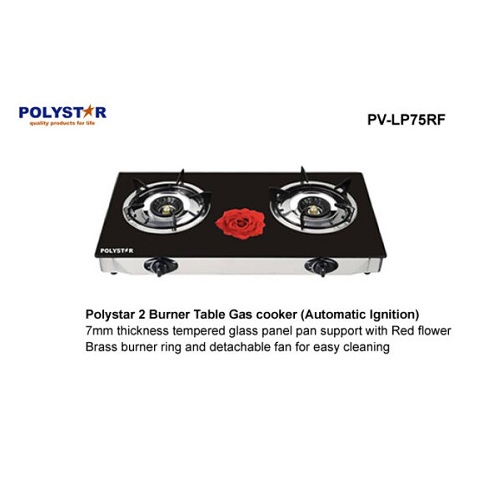 Polystar Two Gas Burner Table Top Gas Cooker - PV-LP75RF