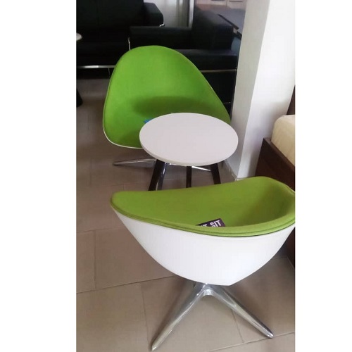 QUALITY DESIGNED 2 SEATERS OFFICE CHAIR/TABLE - WHITE & GREEN COLOR (FICO)