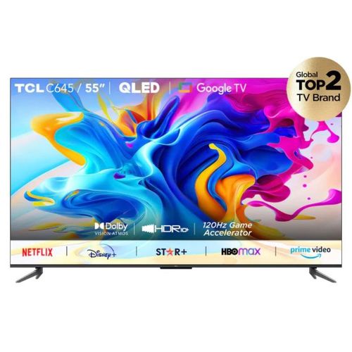 TCL 55 INCH TELEVISION 55C645 QLED 4K UHD SMART TV | GOOGLE TV | DOLBY ATMOS | DTS WITH 3D SOUND