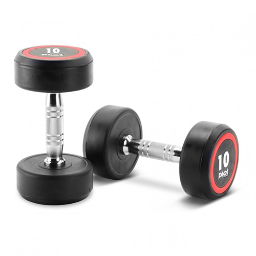 PIVOT FITNESS D2250.15 PRO ROUND HEAD RUBBER DUMBBELL 15KG [pair]