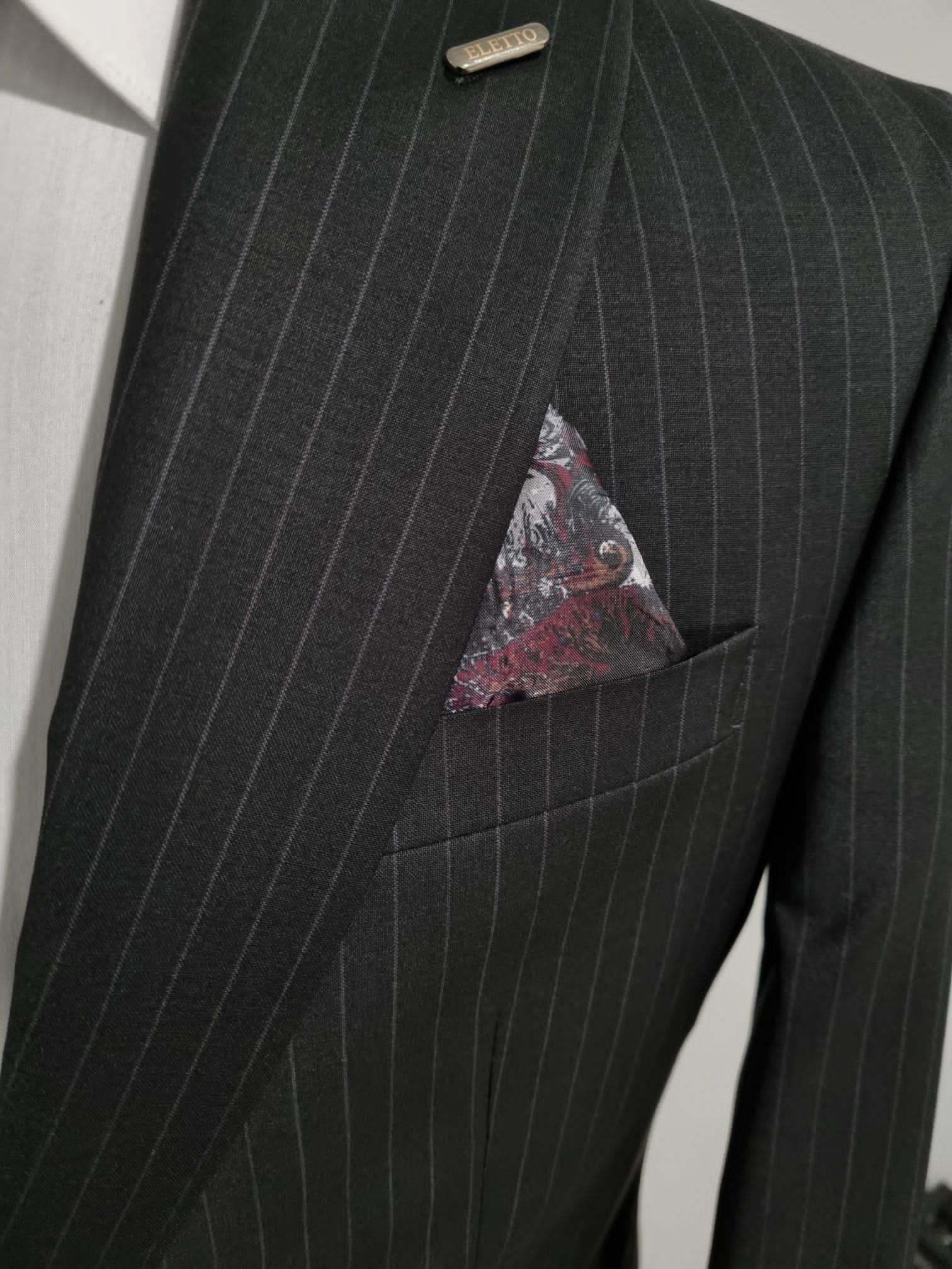 EXECUTIVE DARK GREY STRIPPED TURKEY SUIT WITH ONE BUTTON