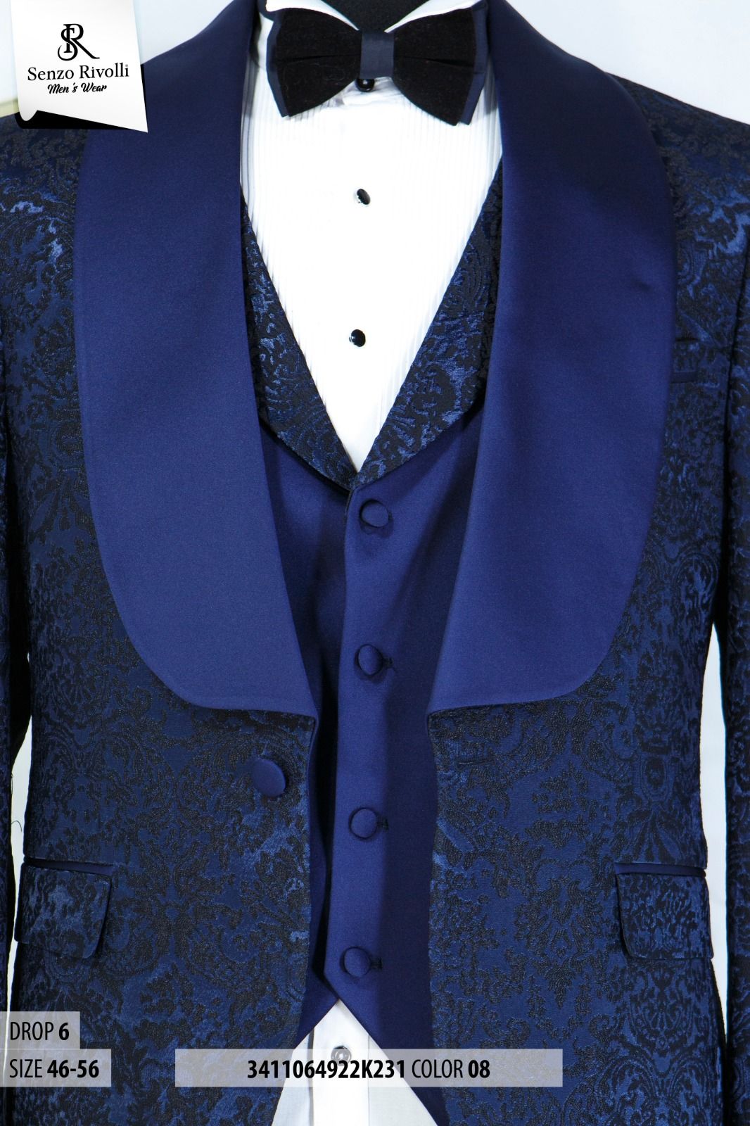 EXECUTIVE NAVY BLUE 3 PIECE DESIGNED TURKEY SUIT WITH BLUE BUTTON [SWNL]