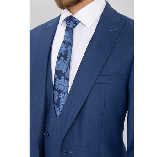 BLUE TURKEY AND BLUE DESIGN TIE SUIT (COMPLETE) WITH ONE BUTTON | AVAILABLE IN ALL SIZES (DEJOS) (N)