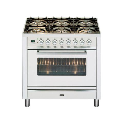 ILVE P096NE3/SSC 90CM MILANO DUAL FUEL SINGLE OVEN RANGER COOKER WITH 6 GAS BURNERS – STAINLESS STEEL WITH CHROME TRIM