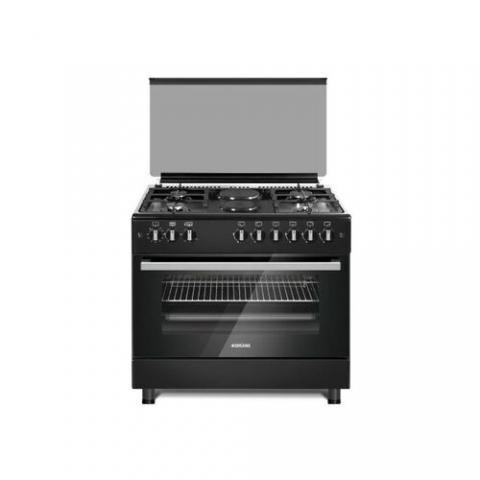 BRUHM 90*60 STANDING GAS COOKER WITH FAN (4 GAS BURNER + 2 ELECTRIC) BLACK | BGC-9642GS (DE)