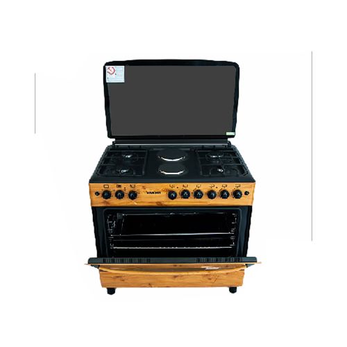 BRUHM GAS COOKER BGC-9642SN 90-60 4 GAS+2ELEC WOODEN FINISH