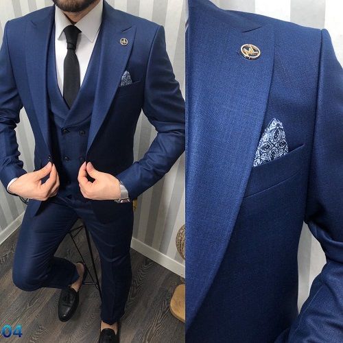 NAVY BLUE 3 PIECES SUIT WITH ONE BUTTON | AVAILABLE IN ALL SIZES (DEFAS) (N)