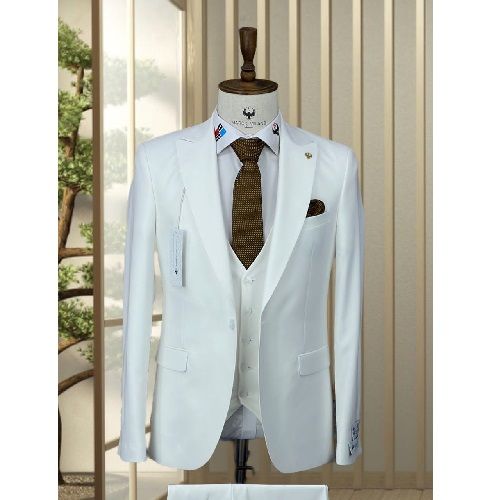 WHITE EXECUTIVE 3 PIECES TURKEY SUIT | AVAILABLE IN ALL SIZES (DEFAS) (N)