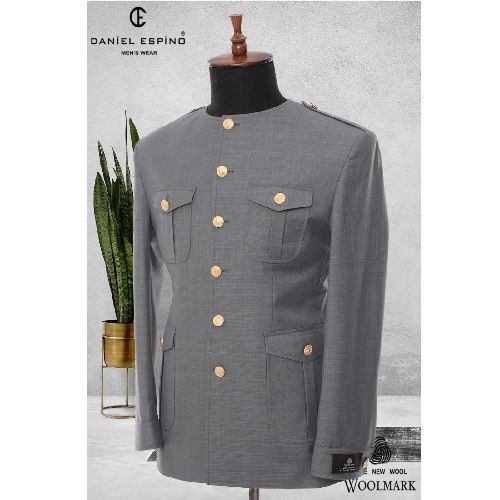 EXECUTIVE GREY TURKEY SUIT WITH GOLDEN BUTTONS AND ROUND NECK  | AVAILABLE IN ALL SIZES (DEFAS) (N)