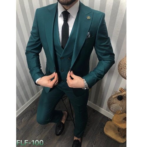 DARK GREEN 3 PIECES SUIT WITH ONE BUTTON  | AVAILABLE IN ALL SIZES (DEFAS) (N)