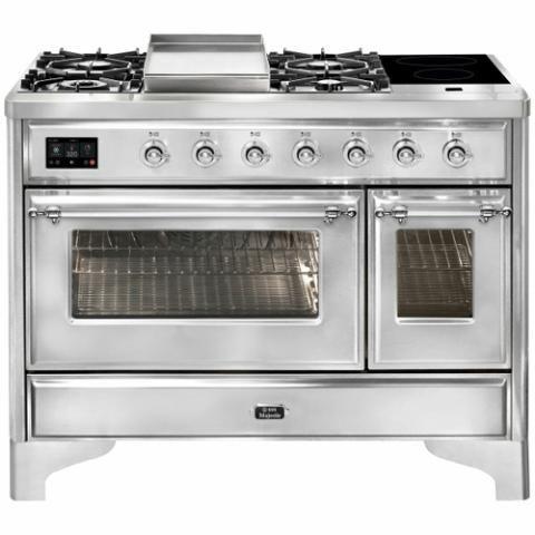 ILVE GAS COOKER | P12FNE3/SSC 120cm cooker 90cm + 30cm ovens and 6 gas burner top & Fry Top