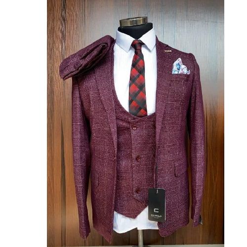 WINE COLOUR TURKEY SUIT WITH ONE BUTTON | AVAILABLE IN ALL SIZES (CHIFAS) (N)