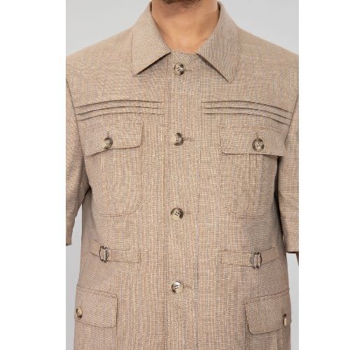 LIGHT BROWN TURKEY SUIT (SHORT SLEEVED) WITH FIVE BUTTONS | AVAILABLE IN ALL SIZES (DEJOS) (N)