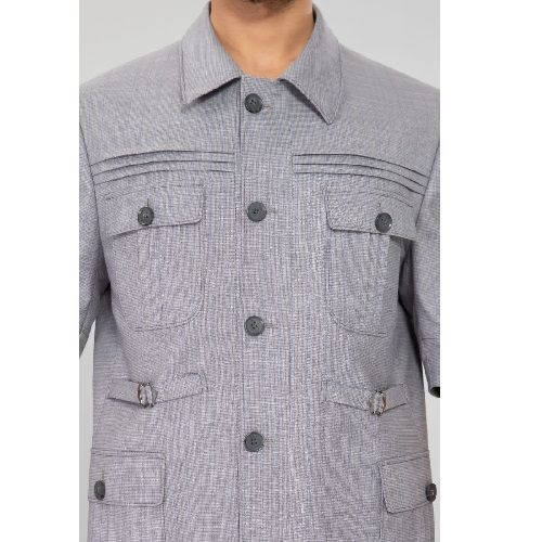 LIGHT GREY TURKEY SUIT (SHORT SLEEVED) WITH FIVE BUTTONS | AVAILABLE IN ALL SIZES (DEJOS) (N)