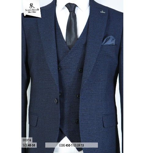 EXQUISITE NAVY BLUE STRIPPED THREE PIECES TURKEY SUIT | AVAILABLE IN ALL SIZES (SWNL) (N)