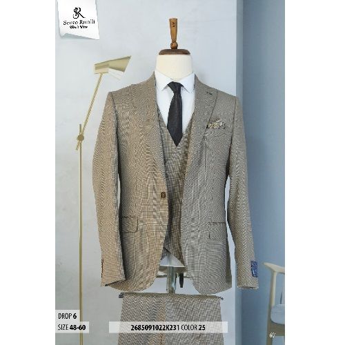 EXQUISITE LIGHT BROWN THREE PIECES TURKEY SUIT WITH ONE BUTTON | AVAILABLE IN ALL SIZES (SWNL)