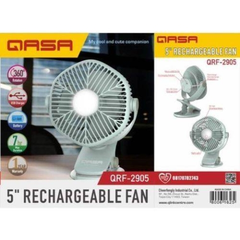 Qasa 5Inches Rechargeable Table Fan-(N)