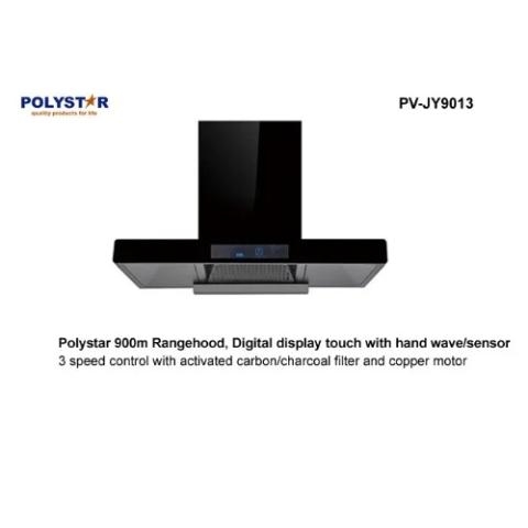 Polystar 900M Rangehood/ Digital Display 3 Speed Control With Activated Carbon/ Black Colour -PV-JY9013