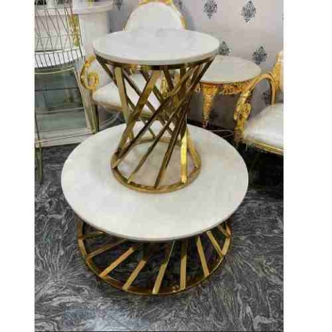 ONE QUALITY WHITE GOLD CENTER TABLE SIDE STOOL - AVAILABLE (SOFU)