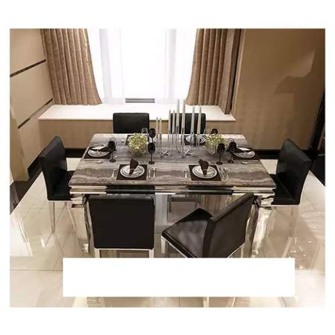 Marble Dinning Set Furniture + 6 Dining Chairs