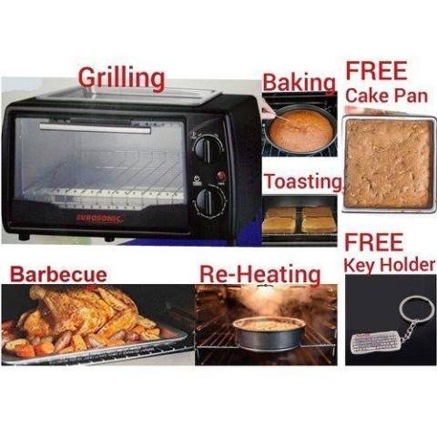 Eurosonic | 12L Electric Oven Baking BBQ Toasting & Top Grill + Cake Pan