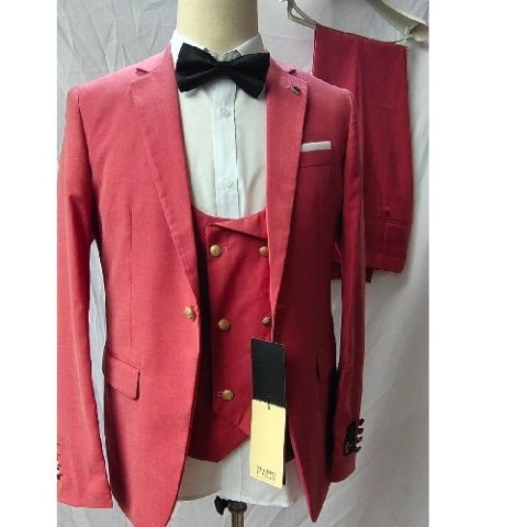 RED 3 PIECE SUIT WITH ONE BUTTON  | AVAILABLE IN ALL SIZES (MADU) (N)