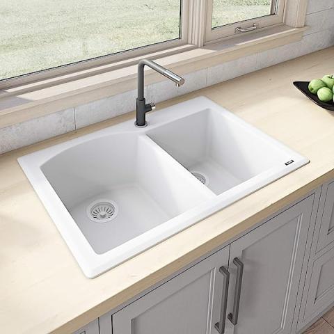 KITCHENCRAFT GRANITE SINK D/BOWL SANDED SH8650G/S