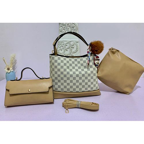 WOMEN'S LUXURY 3 PIECE HAND BAG WITH SHOULDER LOCK