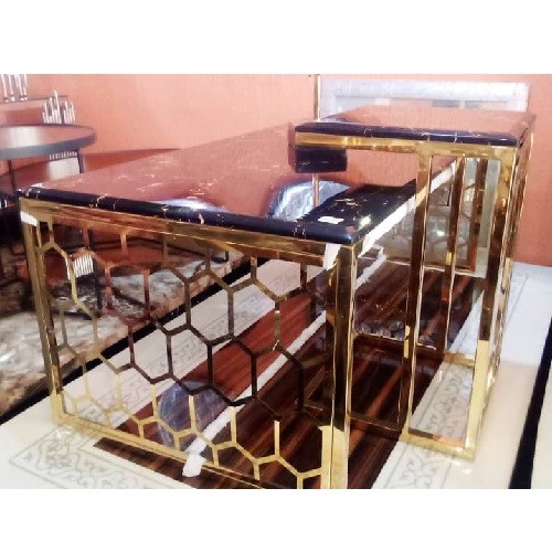 QUALITY DESIGNED BLACK  MARBLE TOP & WHITE CENTER TABLE - AVAILABLE (CHIN)