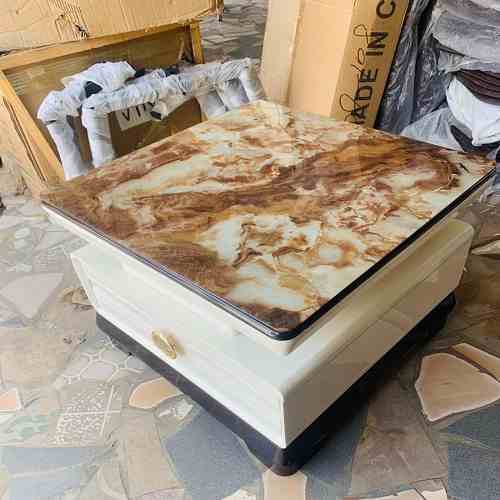 QUALITY DESIGNED BROWN & WHITE SQUARE CENTER TABLE WITH DRAWER - AVAILABLE (SATEC)