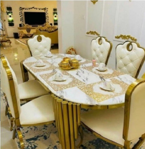 QUALITY DESIGNED  CREAM AND GOLD DINING SET - AVAILABLE (SOFU) 