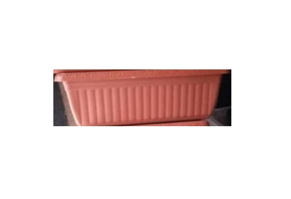 DARK ORANGE RECTANGULAR FLOWER POTS WITH VERTICAL LINES (PEGLO) - Small