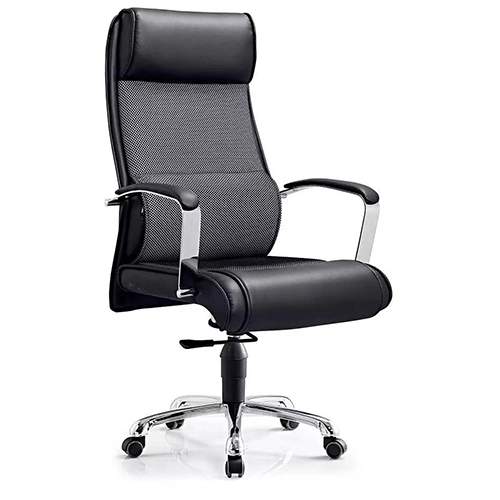 DELUXE ECECUTIVE OFFICE LEATHER CHAIR|BLACK - Medium