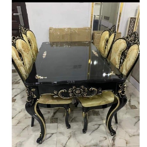 QUALITY DESIGNED BLACK & GOLD ANIMAL LEG DINING SET - AVAILABLE (SOFU)