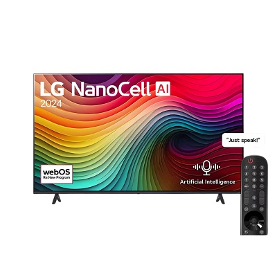 LG 65 Inch NanoCell AI NANO80 4K Smart TV AI Magic remote HDR10 webOS24 LGTV65NANO80T6A