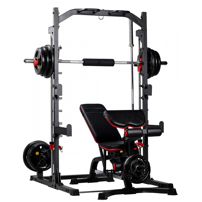 LITE FITNESS MS6101/MS6102 SMITH MACHINE WITH UTILITY BENCH + 40KG WEIGHT-deluxe.com.ng