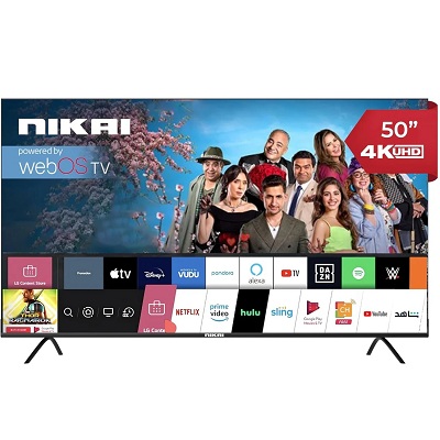 Nikai Television 50" Web os UHD Smart LED NIK50MEU45TN, Frameless, Ultra HDR, Dolby Audio, Smart Voice Control