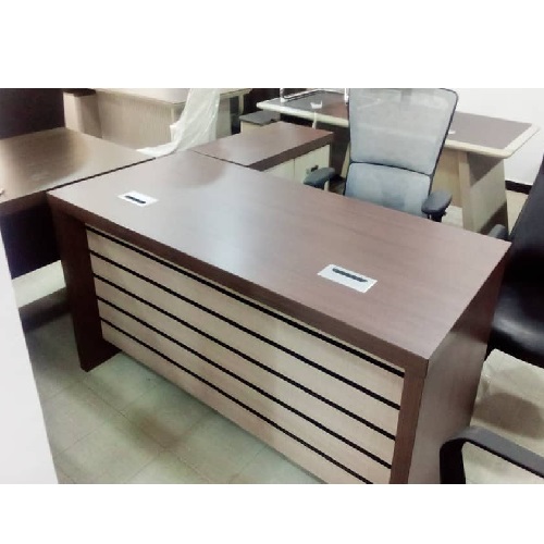 QUALITY 2 METER BROWN WITH CREAM COLUR DESIGNED OFFICE TABLE - AVAILABLE (ARIN)