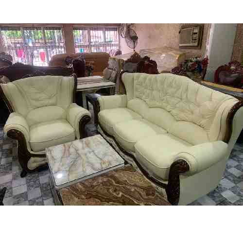 QUALITY 7 SEATERS BLACK LEATHER SOFA & CENTER TABLEQUALITY 7 SEATERS CREAM LEATHER SOFA & CENTER TABLE (EKIN)