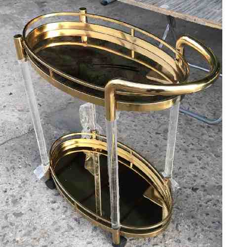 QUALITY DESIGNED 2 GOLDEN OVAL TRAYS STAND  - AVAILABLE (JAFU)