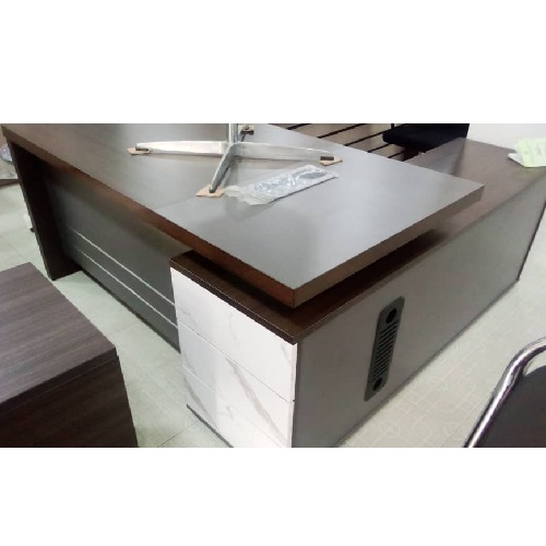 QUALITY DESIGNED 2 METER BROWN & WHITE OFFICE TABLE - AVAILABLE (ARIN)