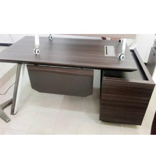 QUALITY DESIGNED 2 METER BROWN OFFICE TABLE WITH EXTENSION- AVAILABLE (ARIN)