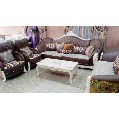 QUALITY DESIGNED 7 SEATERS SOFA & CENTER TABLE WTH 2 SIDE STOOLS (AUSFUR)