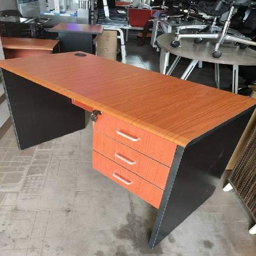 QUALITY DESIGNED BROWN OFFICE TABLE WITH 3 DRAWERS  - AVAILABLE (AUFUR)