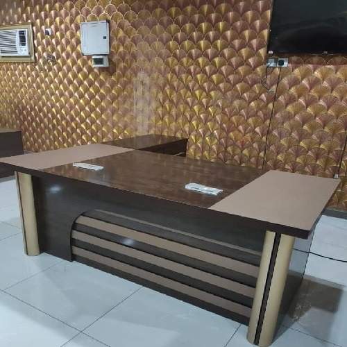 QUALITY DESIGNED COFFEE BROWN & LIGHT BROWN OFFICE TABLE WITH - AVAILABLE (AUFUR)