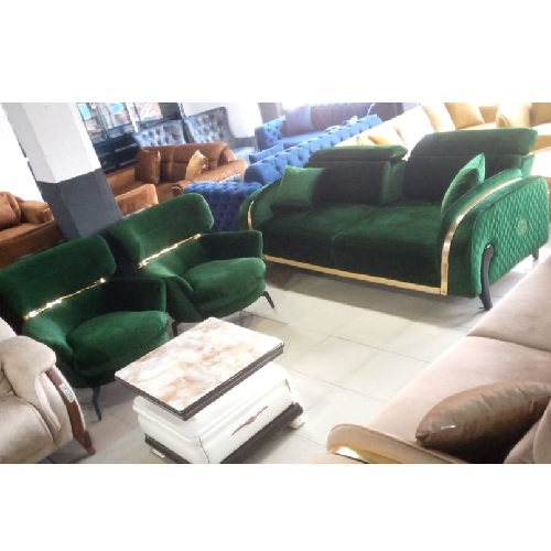 QUALITY DESIGNED GREEN 7 SEATERS SOFA CHAIRS (WITHOUT TABLE & STOOLS)-AVAILABLE (SETIN)