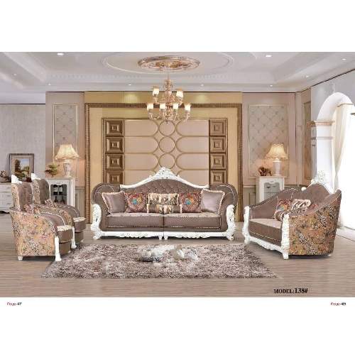 QUALITY DESIGNED ROYAL WHITE & BROWN 7 SEATERS SOFA CHAIRS ONLY _ AVAILABLE (LEWO)