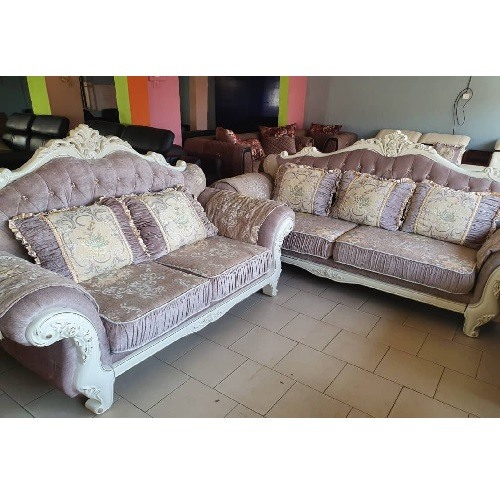 QUALITY DESIGNED ROYAL WHITE & LIGHT BROWN 7 SEATERS CHAIRS ONLY _ AVAILABLE (LEWO)